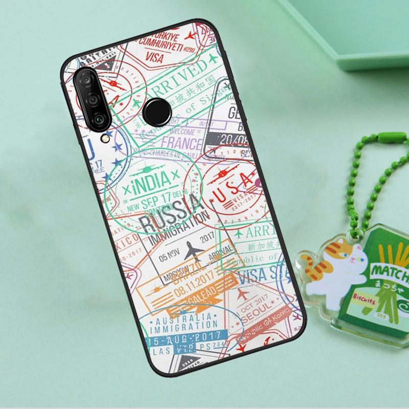 

Retro Post Card Passport Stamps For Huawei Nova Y90 Y70 Y60 Y61 Y91 Y72 9 10 SE 12i 12s 11i 5T P60 Pro P20 P30 P40 Lite Case For Huawei P20 Pro