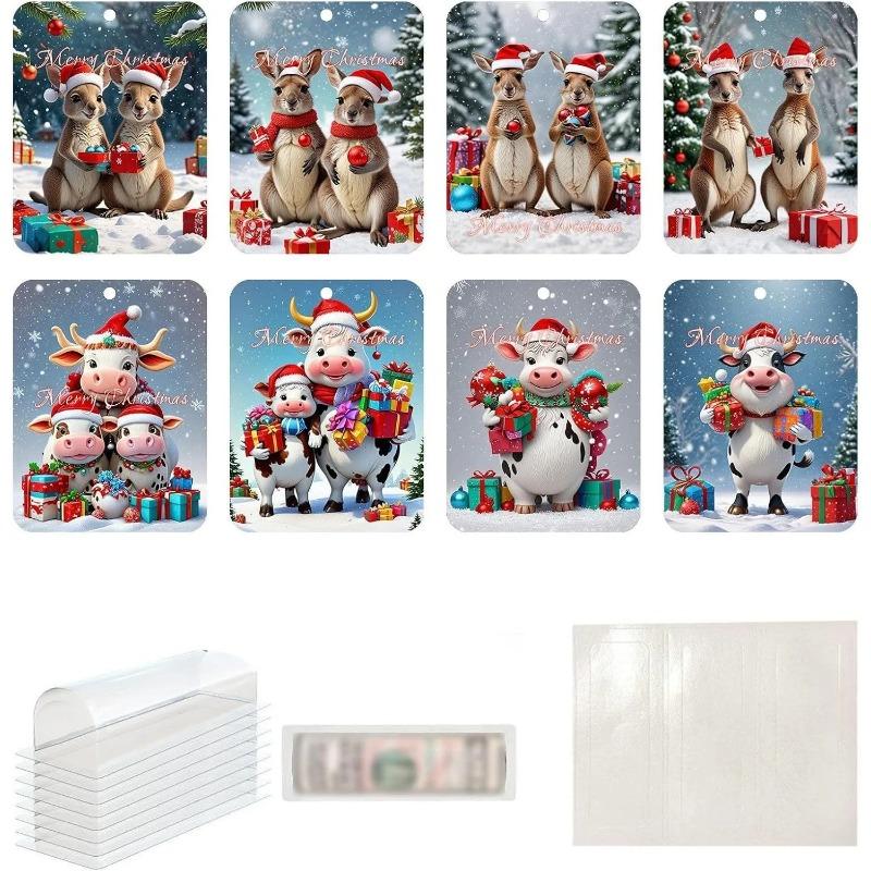 8pcs Christmas Money Holder Ornaments DIY Money Card Hanging Decoration Christmas Money Holders for Tree Hanging Ornaments