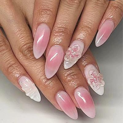 Künstliche Nägel Mandel-Nagelpflaster Nagelpflaster Pfirsichblüten-Verwischt Europäisches, amerikanisches mittleres und langes Mandel-Nagelpflaster 30 Stück