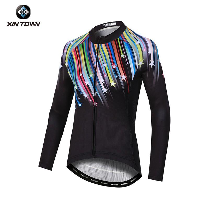 XINTOWN Womens Cycling Jersey Long Sleeve Top Road Bike Riding Moisture Wicking Biking Shirt