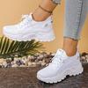 Fashion Fashion Knitted White Sneakers for Women Summer Mesh Breathable Platform Sports Shoes Woman Thick Bottom Non Slip Running Shoes