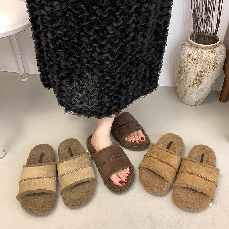 New Style Luxury Women's Slippers Pantofle Luxury Slides Platform Fur Flip Flops Soft Designer Plush Fashion Casual Leisure