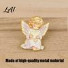 Fashionable Clothing Ornaments Little Angel Brooch Pin for Women Cute Guardian Holding Heart Lapel Durable Zinc Alloy with Wings Accessory