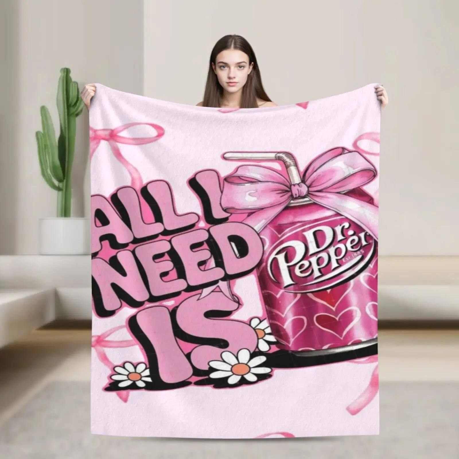 Dr. Pepper Printed Flannel Throw Blanket, Funny Ultra Soft Lightweight Flannel Blanket, Suitable For Napping, Sofa, Camping 70x100cm28x39in