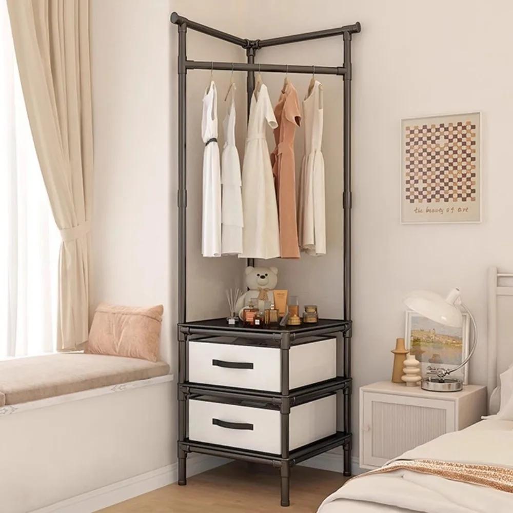 Bedrooms Corner Clothes Rack Multi-Layer Nightstand Clothes Coat Racks Simple Household Bedroom Floor Standing Hangers Shelve