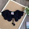 White Milk Silk Crochet Shawl Detachable Scarf Accessories Sweet Fake Collar  Women