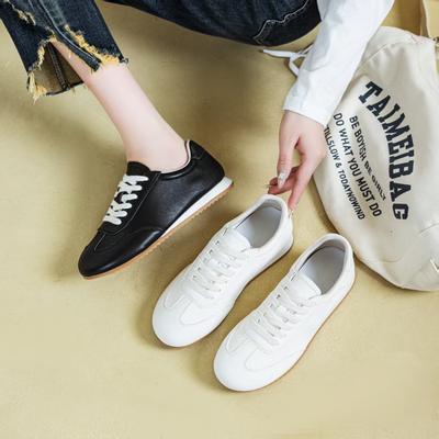 2025 Summer New German Training Shoes Women's First Layer Cowhide Forrest Gump Shoes Flat-bottomed Versatile White Shoes Sports and Leisure Shoes