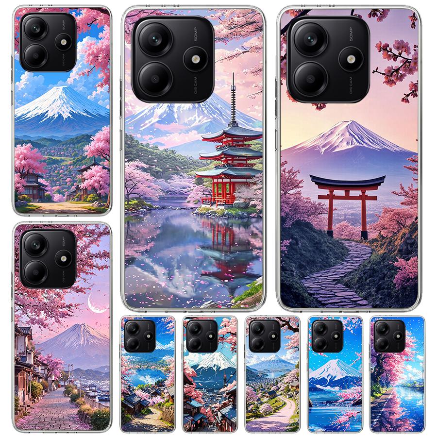 Japanese Cherry Mount Fuji Soft Phone Case For Xiaomi Redmi Note 15 14 14S 13 12 Pro Plus 12S 11 11S 11E 10 10S 11T 5G Fundas Co