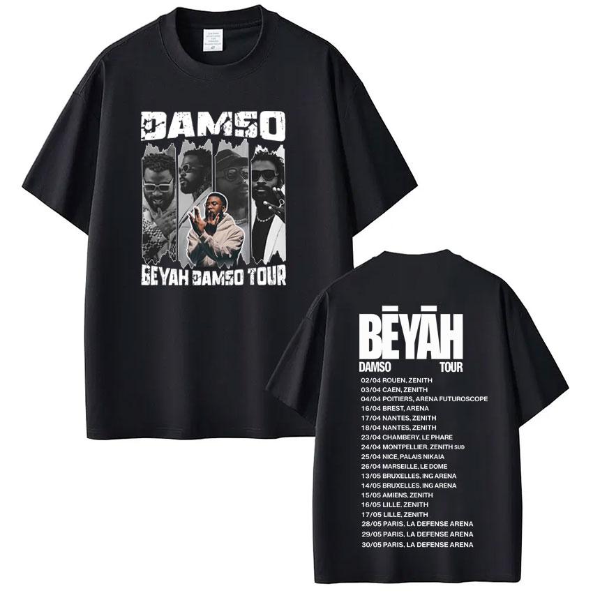 Rapper Damso Tour 2026 Print T-shirt Men Women Hip-hop T Shirts Summer 100% Cotton Gothic Punk T-shirts Streetwear Fan Gifts Top