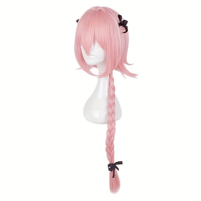 Fate Apocrypha Astolfo Cosplay Wig With Pink Single Braids For Anime Costume Enthusiasts