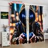 2pcs- Luminous Game Player Printed Curtains, Pole Bag Curtains 42*84, Bedroom and Living Room, Home Decoration, Room Decoration