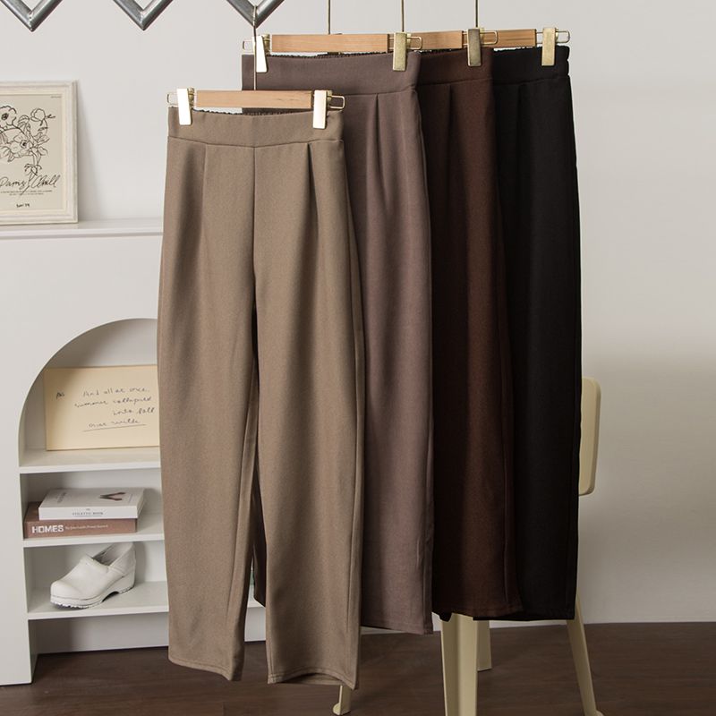 

Smoke Tube Ultra-Thin Non-Stuffy High Waist Loose Ankle-Length Pants Coffee M