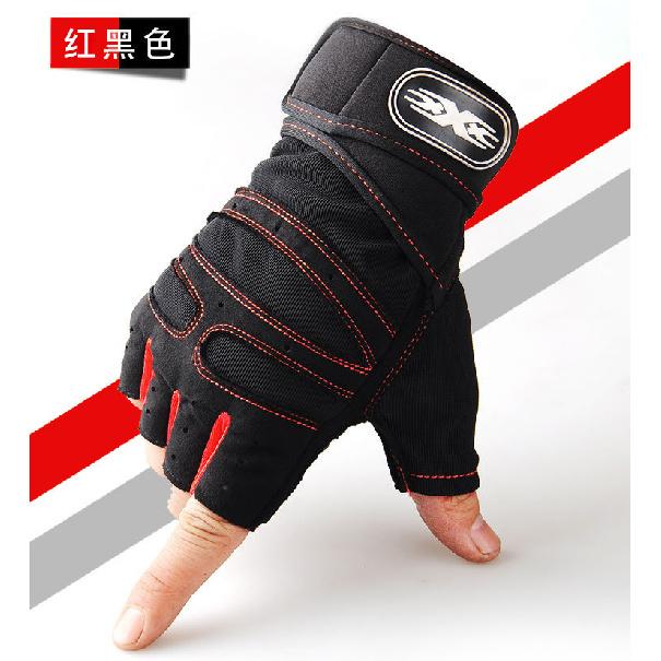 Weightlifting half-finger gloves, men's sports and fitness gear, outdoor cycling, non-slip wrist guards, breathable gloves, wristbands, dumbbells