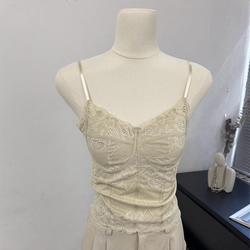 Women's Fleece Lined Lace Camisole Corset Top Built In Padded Bra Slim Spaghetti Strap Warm Fall Tank Top