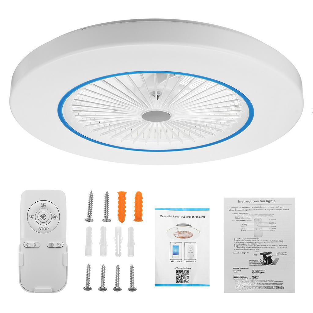 Light ceiling fan Led Ceiling Fan with lights remote control modern lighting three-color dimming ceiling light White 72W 58*18cm