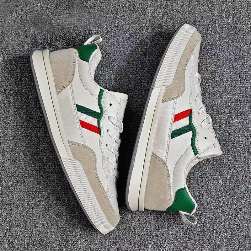 Men's sports shoes trendy leather surface comfortable lightweight casual shoes spring and autumn simple breathable business men's board shoes light