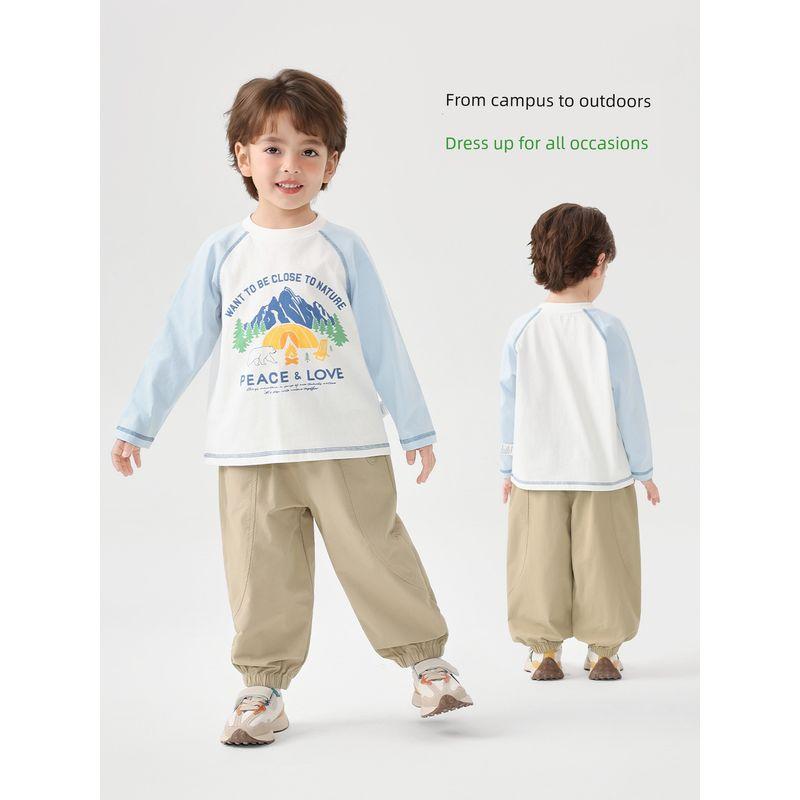 European Style Boys' Long-Sleeved T-Shirt Children's Spring and Autumn Antibacterial Base Shirt 2026 New Children's Clothing Baby Pure Cotton Top