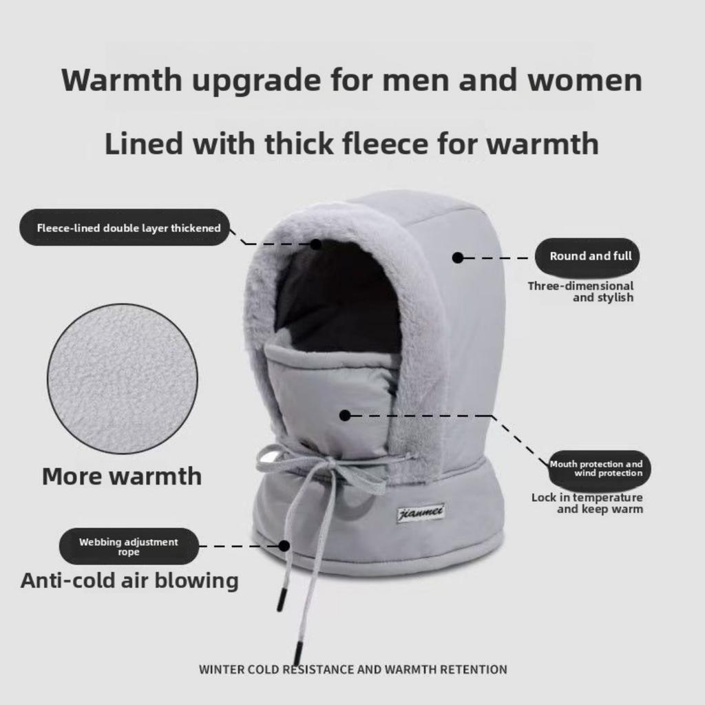 Kapelusz Lei Feng dla mężczyzn i kobiet, Zimowy na zewnątrz do jazdy na rowerze, Rower elektryczny, Zimno- i wiatroodporny, Bawełniany kapelusz, Północno-wschodni z grubym aksamitem kominiarka narciarska