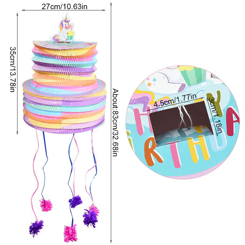 1pc Rainbow Unicorn Theme Birthday Pinatas Cute Horse Candy Gift Pinata Toy For Kids 1st Birthday Party Favors Decor Baby Shower