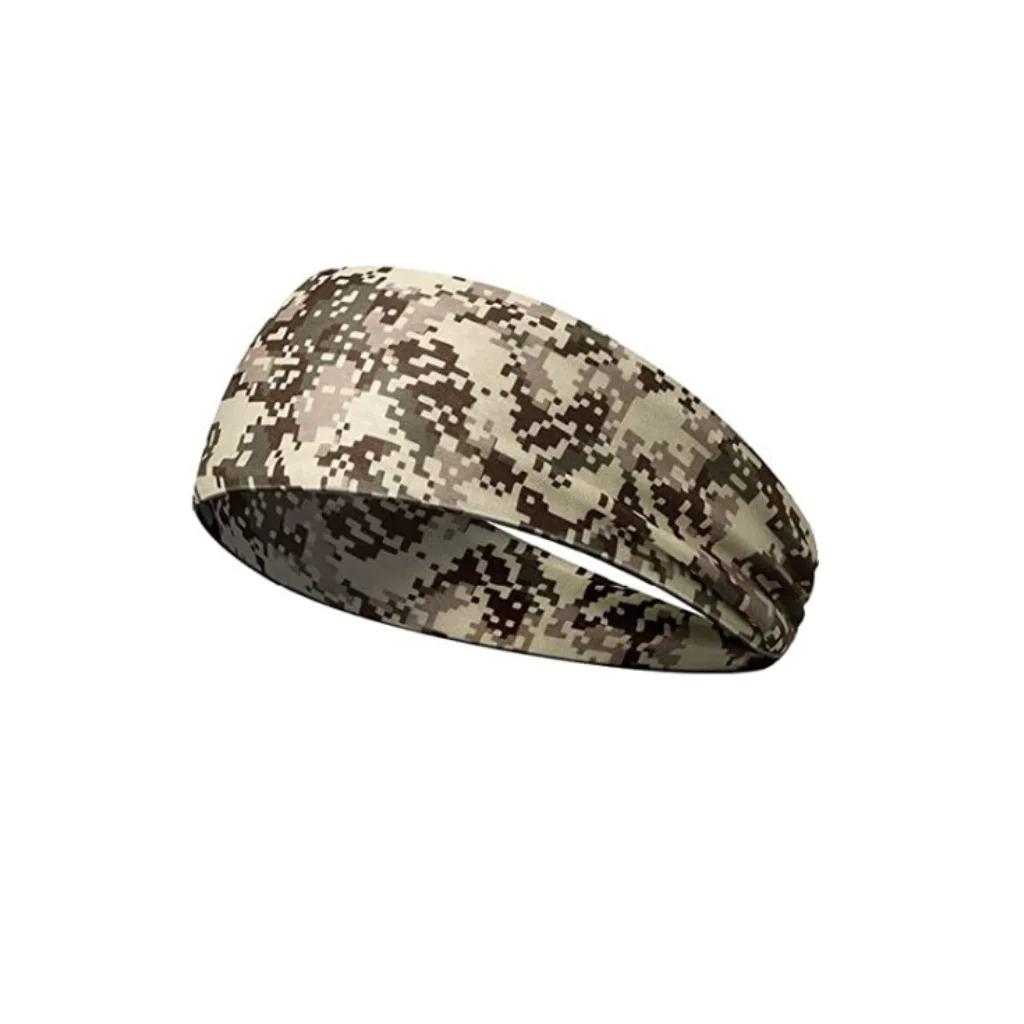 Camouflage Print Mens Sports Headband Sweatband Stretch Elastic Gym Fitness Running Headwrap Breathable Women Yoga Hair Bands