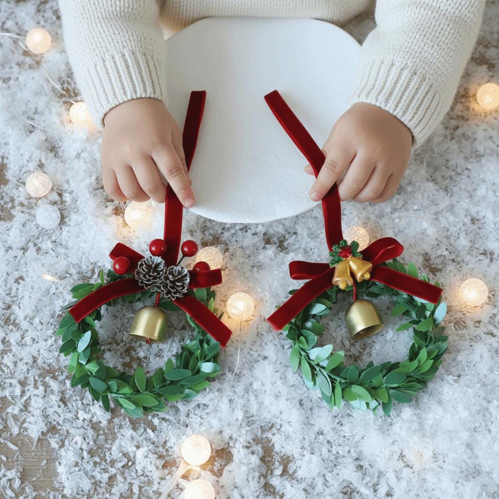 Iron Art Christmas Bell Pendant Bowknot Hanging Jingle Bell Pendant Simulation Pine Cone Berry Christmas Tree Decorations