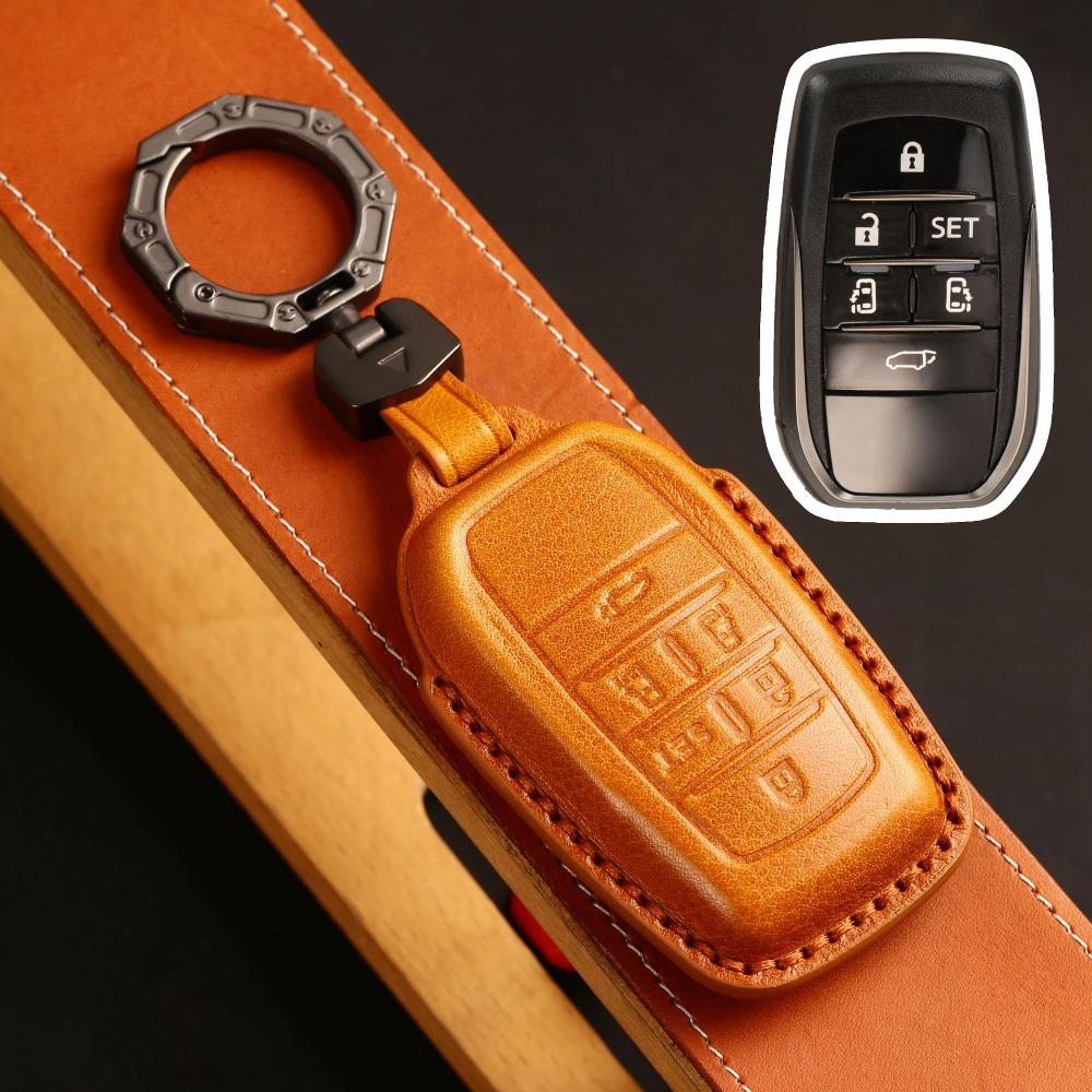 Echtes Leder Autoschlüsselhülle für Toyota Sienna Alphard Granvia Corolla Avalon Highlander Prado