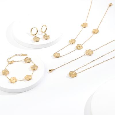 Braccialetto con Charms Quadrifoglio Placcato Oro Acciaio Inossidabile Vendita Calda Braccialetti Fiori Cinque Fogli Lusso Gioielli Per Donna Regalo CLE