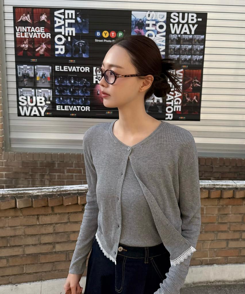 JUCYJUDY Two-In-One Lace Knit Cardigan Jzkt32Hb