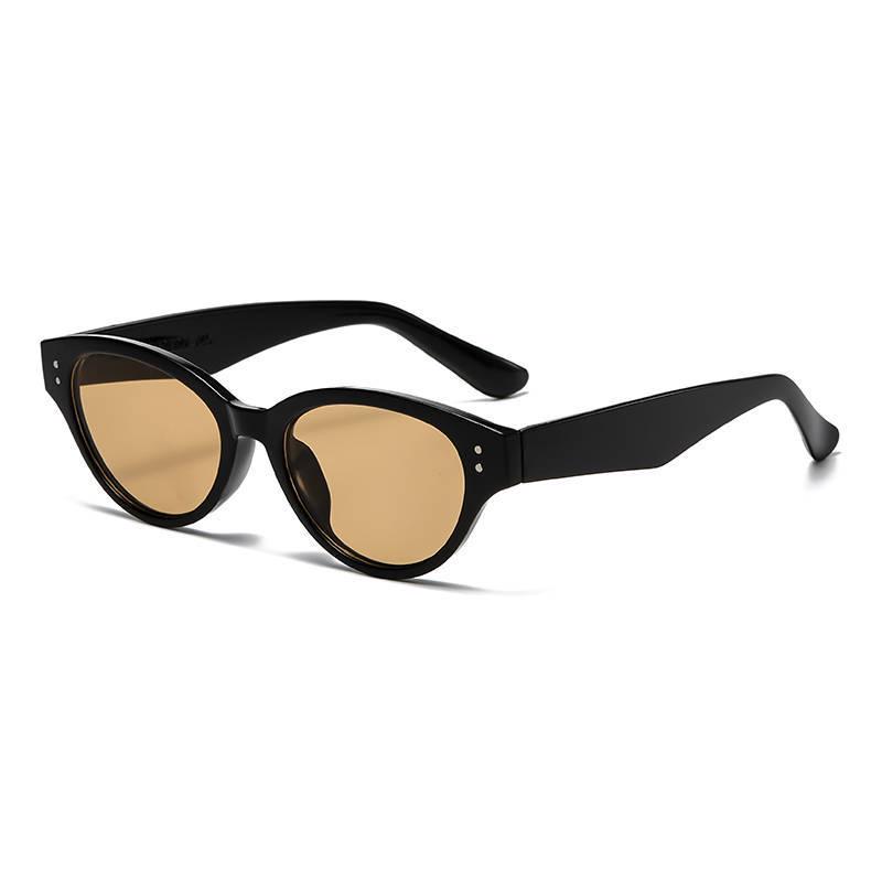High-End Orange Retro Cat-Eye Rivet Sunglasses with UV Protection for Women
