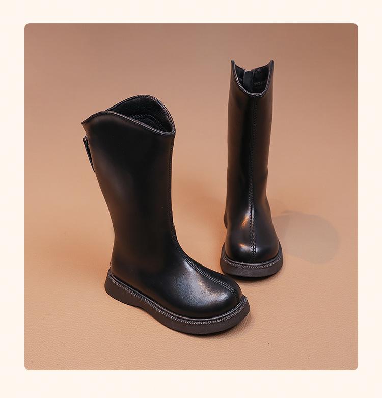 Girls' Knee-High Leather Boots 2025 - Fleece-Lined Autumn/Winter Martin Boots