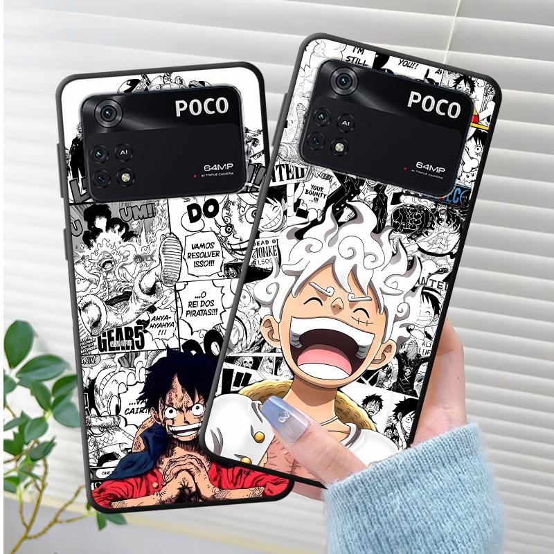 Black Soft Shell Case for Xiaomi Poco F3 F7 X4 Pro X3 NFC C40 C50 M3 M4 Pro X7 C71 C75 X5 M5s M7 C51 C61 One Piece Luffy Anime