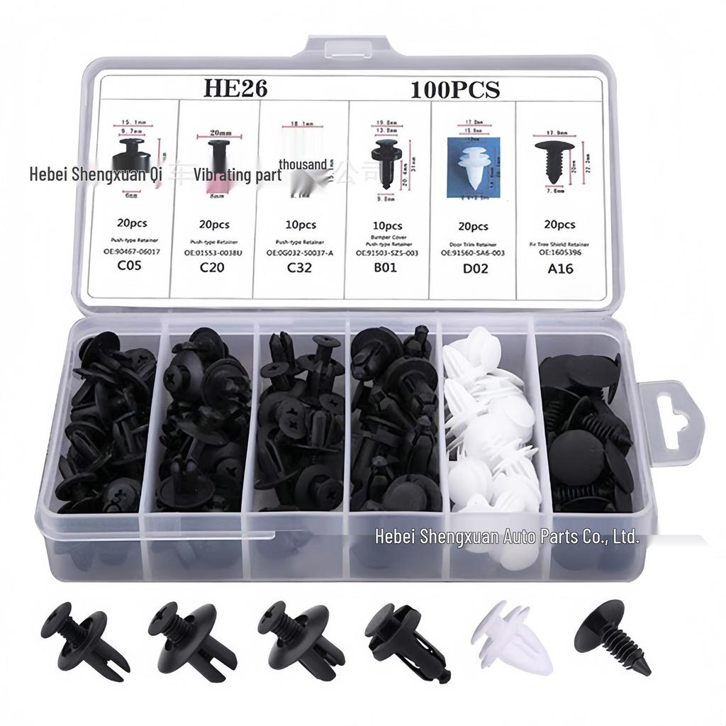 100pcs Universal Car Expansion Clips - 6 Types for Body, Fender, and Door Panels