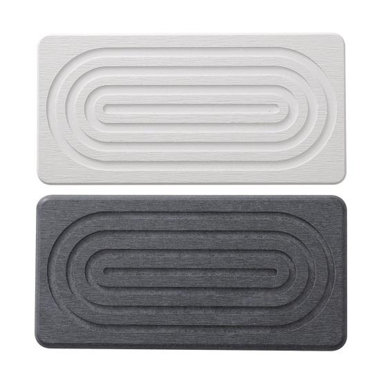 2/4 Stück Trockenmatte Silikonfüße Anti-Rutsch Kieselgur Spülbecken-Tablett mit auslaufsicherem Rillendesign Schnelle Wasseraufnahme Schnelltrocknende Küchenmatte