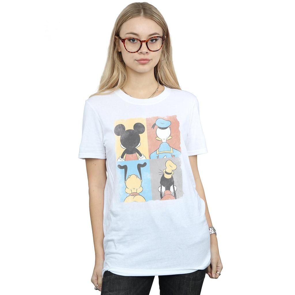 Disney Womens/Ladies Mickey Mouse Four Backs Cotton Boyfriend T-Shirt