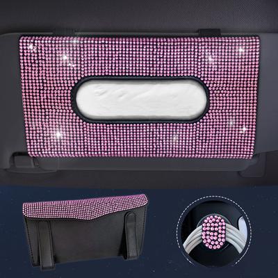 Diamantkristall Auto Taschentuchboxhalter Hochwertig Glänzend Sonnenblende Mehrfarbig Papierbox Bling Auto Innenraum Aufbewahrung Autozubehör