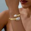 Fashion Simple Gold Color Bohemia Geometry Pearl Open Mouth Adjustable Bracelets for Women Travel Paty Jewerly Accessories Gift