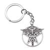 Medical Caduceus Charm Dragon Anime Keychain Hospital Souvenir 28mm Ring