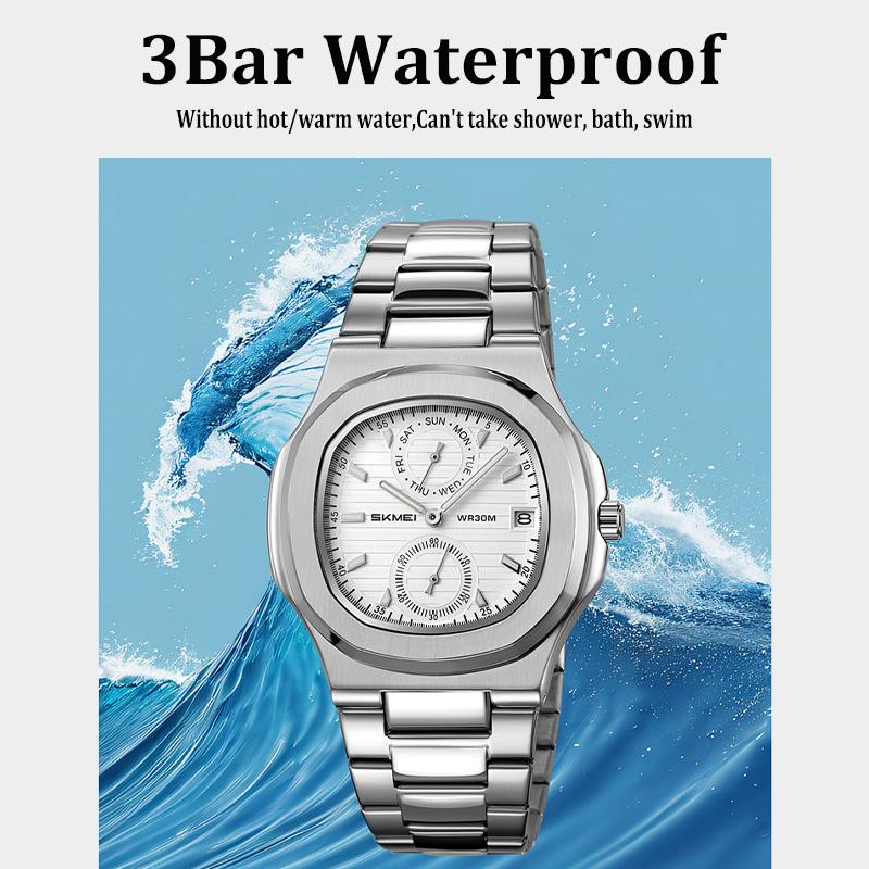 Pánské kalendářové hodinky Vodotěsné pánské náramkové hodinky Nerezová ocel Pánské quartzové hodinky Ležérní hodiny Uhren Montre