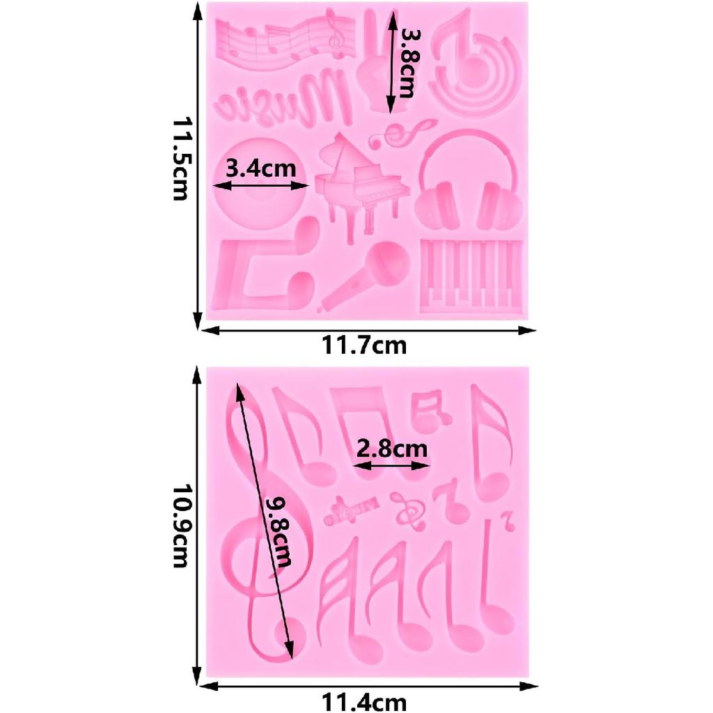 ZiXiang Music Theme Fondant Mold Musical Notes Piano Silicone Molds Musical Keyboard Microphone Molds Music Notes Lace Mat For Sugar Cake Decorating