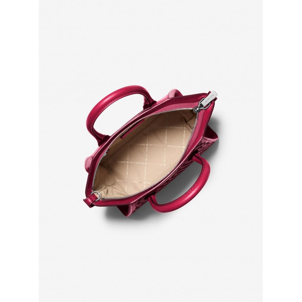 Michael Kors Avril Woven Satchel Small 35t5s4vs1y2699 Dark Raspberry