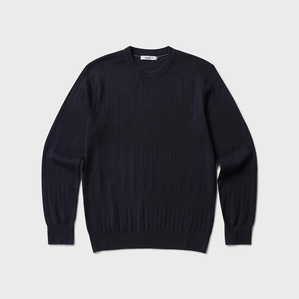 OLZEN Men'S) Vertical Round Sweater_Zof1Er1304