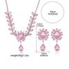European & American Style Zircon Flower Necklace and Earrings Set - Light Pink Trendy Clavicle Chain