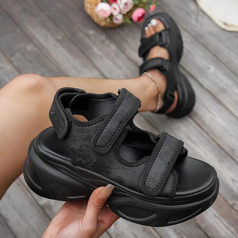 Fashion Chunky Platform Sandals for Women 2025 Summer Hook Loop Wedge Heel Sandals Fashion Women Shoes Thick Bottom Casual Sandles Mujer