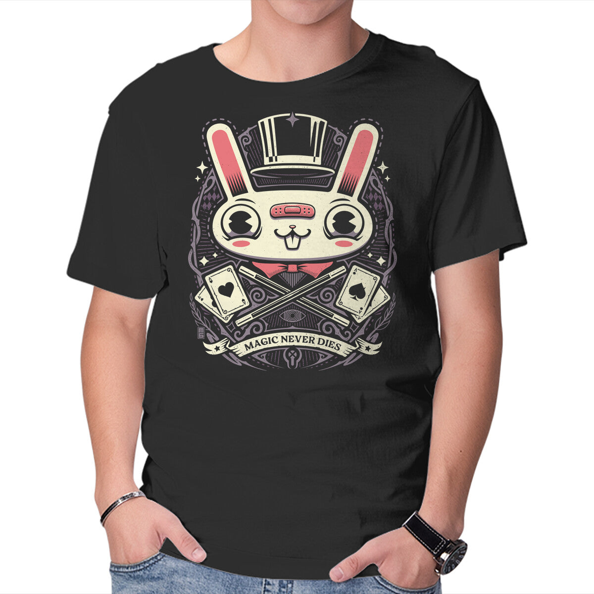 Unisex Crew Neck T-Shirt Magic Never Dies Graphic Short Sleeve Casual Tee XS