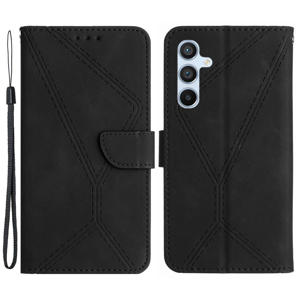 HT05 For Samsung Galaxy M35 5G Case Skin-Touch Lines PU Leather Phone Cover