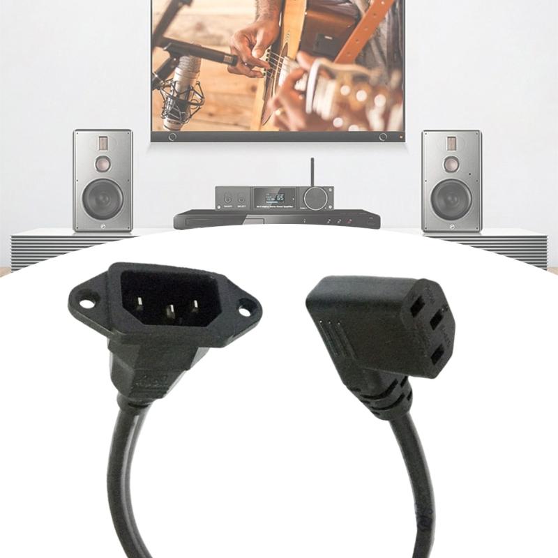C14 to C13 Extension Power Cord IEC 320 C13 Female to C14 Male with Screw Holes Power Adapter Cable For Office Home