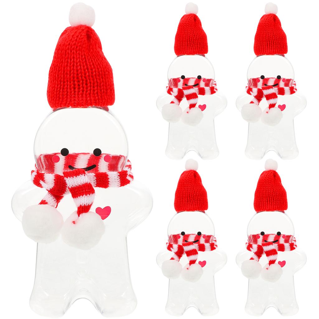 5 Sets Lebkuchenmann Glas Klare Wasserflasche Weihnachten Süßigkeiten Weihnachts-Keksdosen Saftflaschen Das Haustier Kind
