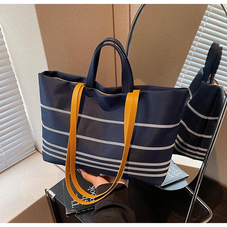 Women's Striped Canvas Shoulder Bag - 2025 Fashion Style, Original Design, Casual Crossbody Handbag