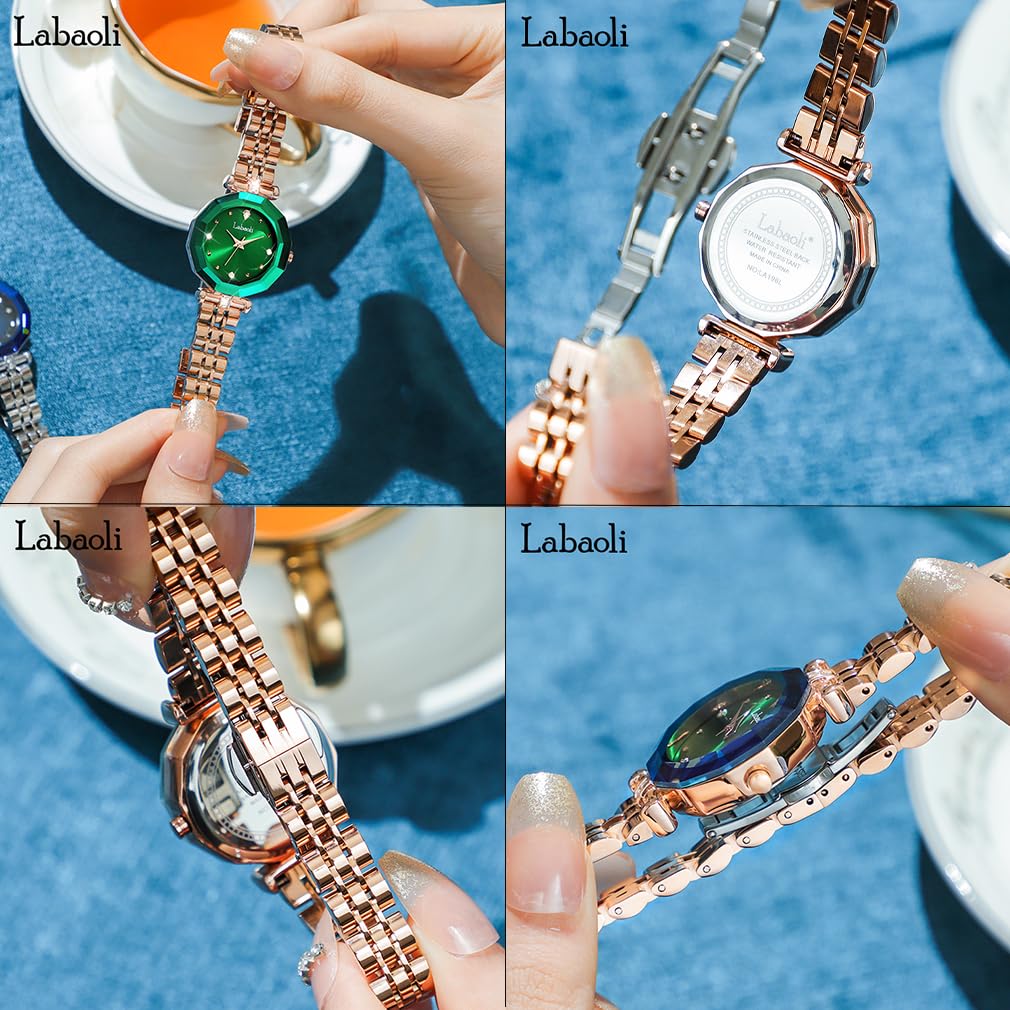 Stylish and cute crystal wristwatch for stainless gift for gold and women, waterproof, brand-name, business-oriented, steel, luxury, cute, her, blue.