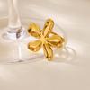 Stainless Steel Flower Rings For Women Girls 18K Gold Plated Flower Open Ring 2025 Trendy New Waterproof Jewelry Wedding Gifts